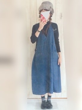 「chambre de charme（シャンブルドゥシャーム）のアイテム（帽子）」を使った、KORO☺︎さん（レディース・152cm）の秋コーディネート