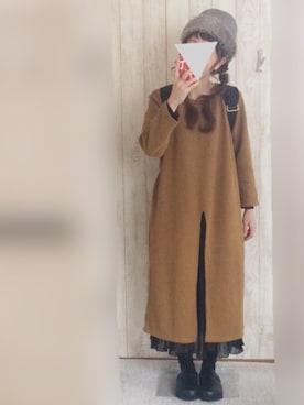 「chambre de charme（シャンブルドゥシャーム）のアイテム（帽子）」を使った、KORO☺︎さん（レディース・152cm）の秋コーディネート