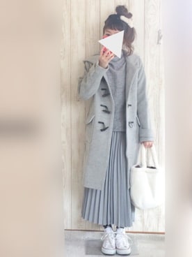「グレーコーデ」｜「アイテム（ダッフルコート）」を使った、KORO☺︎さん（レディース・152cm）の秋コーディネート