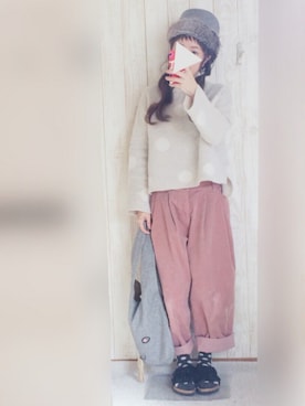 「chambre de charme（シャンブルドゥシャーム）のアイテム（帽子）」を使った、KORO☺︎さん（レディース・152cm）の冬コーディネート