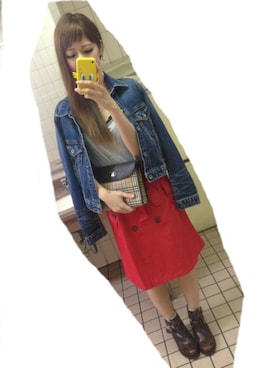 「バーバリー」｜「アイテム（デニムジャケット）」を使った、anderさん（レディース・158cm）の秋コーディネート