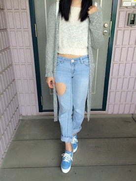 「ロングカーディガン」｜ONOE SAKURAさん（レディース・161cm・10代）の春コーディネート