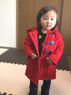 「petit main」｜「アイテム（ダッフルコート）」を使った、ricoooさん（キッズ・80cm）の秋コーディネート