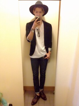 「KATHARINE HAMNETT LONDON （キャサリンハムネットロンドン）のアイテム（ジャケット/アウター）」を使った、トゴウ リョウジさん（メンズ・170cm）の夏コーディネート