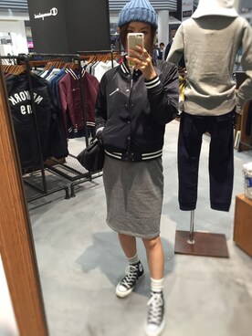 「Champion（チャンピオン）のアイテム（スタジャン）」を使った、tmk_pさん（レディース・163cm）の秋コーディネート