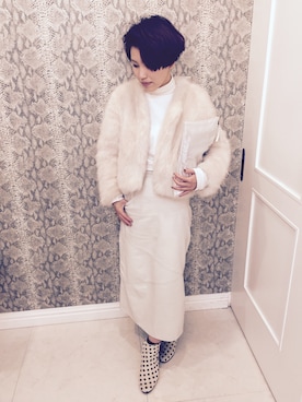 「UNIF（ユニフ）のアイテム（その他アウター）」を使った、小林 弘乃/cuzcoスタイリストさん（レディース・153cm）の冬コーディネート