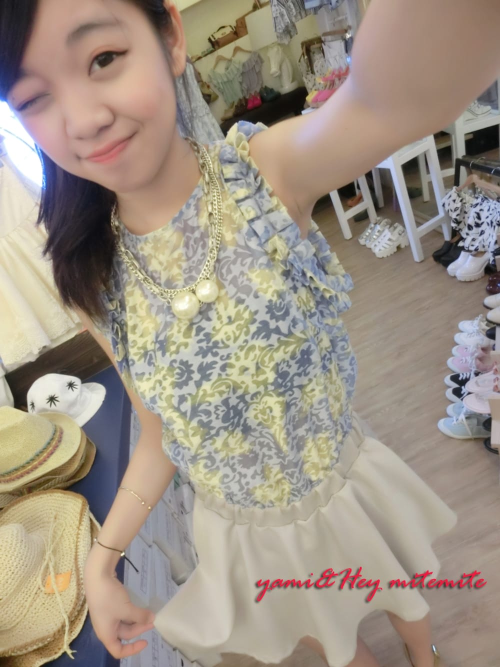 「summer、sweet、girly  style 、sweet fashion、girlswear」｜「上花下素背心連身短褲（つなぎ/オールインワン、その他）」を使った、Yami miteさん（レディース・160cm）の夏コーディネートの1枚目の写真