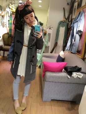 「gray」｜「アイテム（ダッフルコート）」を使った、Yami miteさん（レディース・158cm）の冬コーディネート