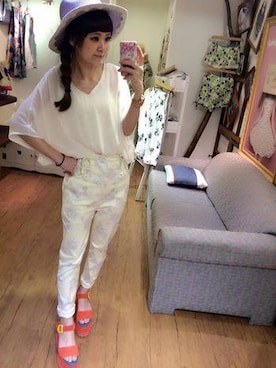 「hat」｜「アイテム（サンダル）」を使った、Yami miteさん（レディース・158cm）の春コーディネート