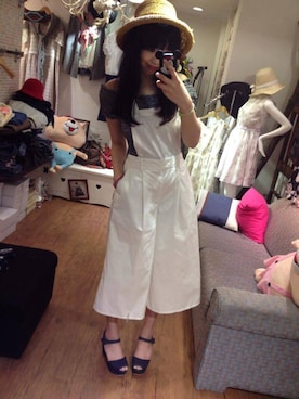 「summer」｜「アイテム（オールインワン・サロペット）」を使った、Yami miteさん（レディース・168cm）の夏コーディネート