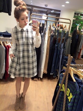 「school」｜「アイテム（ワンピース/ドレス）」を使った、Yami miteさん（レディース・155cm）の秋コーディネート