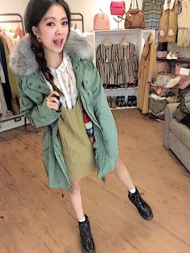 「アイテム（その他アウター、その他）」を使った、Yami miteさん（レディース・155cm）の冬コーディネート