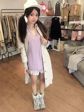 「STYLE」｜「アイテム（その他アウター）」を使った、Yami miteさん（レディース・155cm）の冬コーディネート