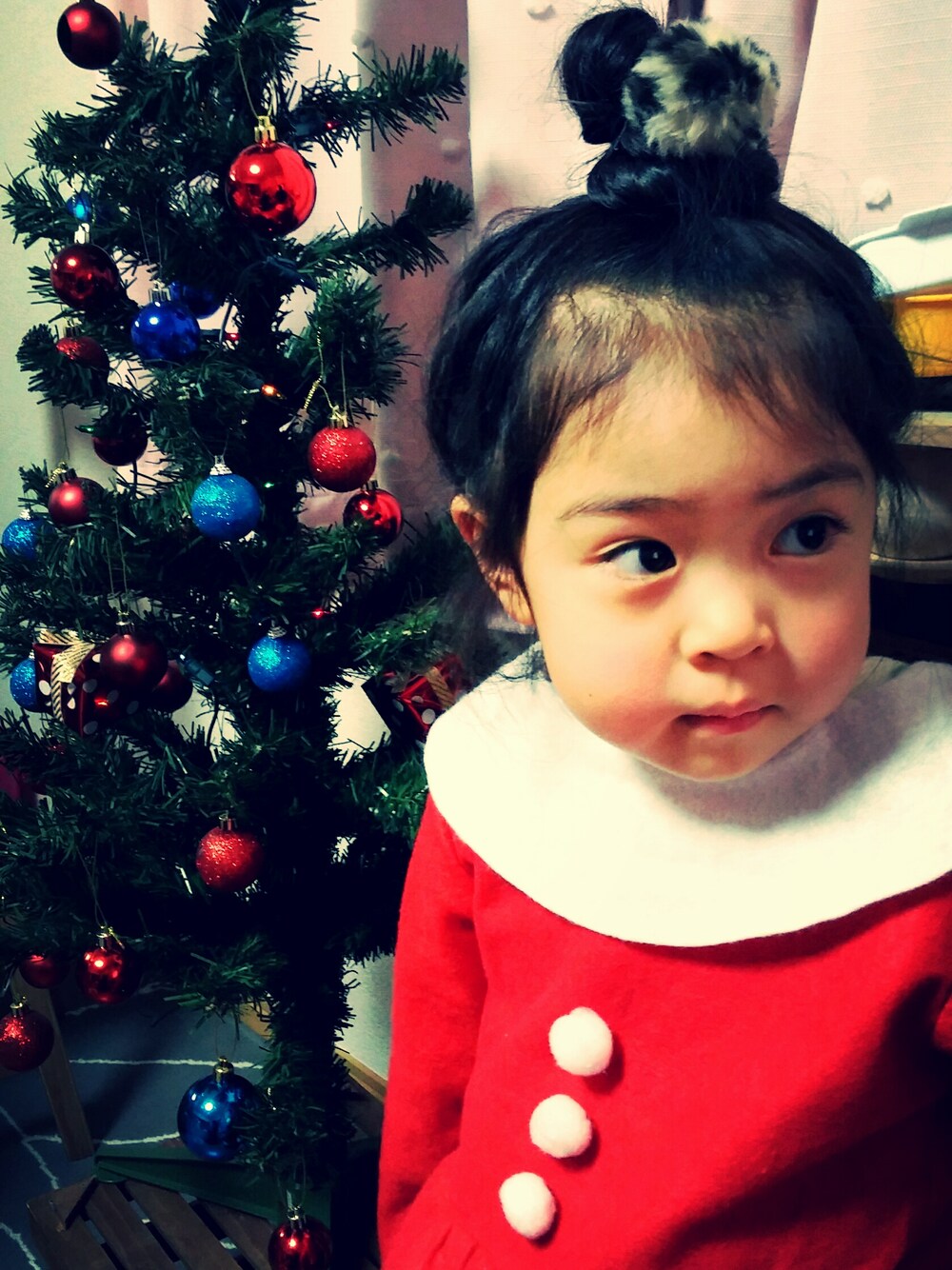 「クリスマス2014(レッド×グリーン)、クリスマス、赤、サンタ」｜「100均のアイテム（ワンピース、レッド系）」を使った、Seriiiinaさん（キッズ・100cm）の冬コーディネートの1枚目の写真