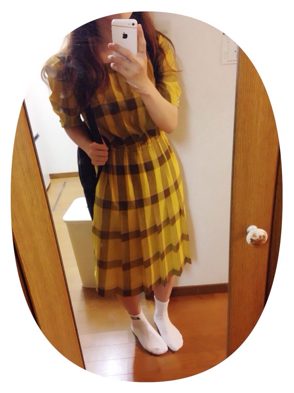 「古着、ワンピース、used」｜「ナイキのリュック（バックパック/リュック、ブラック系）」を使った、さちこさん（レディース・152cm）の夏コーディネートの1枚目の写真