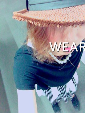 「HVC（エイチブイシー）のアイテム（帽子）」を使った、manaさん（レディース・164cm）の夏コーディネート