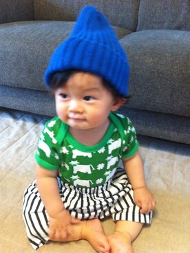 「アイテム（ママ＆ベビー、グリーン系）」を使った、URさん（キッズ・70cm）の夏コーディネート