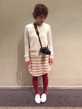 「SUPERGA（スペルガ）のアイテム（シューズ）」を使った、sayaさん（レディース・154cm）の冬コーディネート