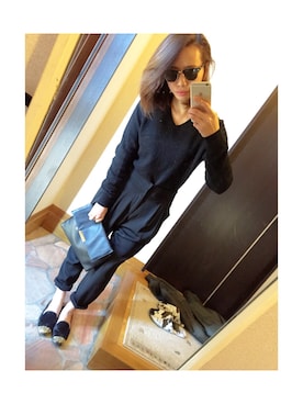 「黒ニット」｜yumaさん（レディース・156cm）の冬コーディネート