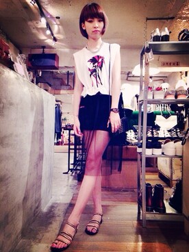 「小鹿紗裙（ワンピース、ホワイト系）」を使った、Qiuyunさん（レディース・170cm）の春コーディネート