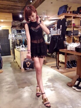 「アイテム（ワンピース、ブラック系）」を使った、Qiuyunさん（レディース・170cm）の夏コーディネート