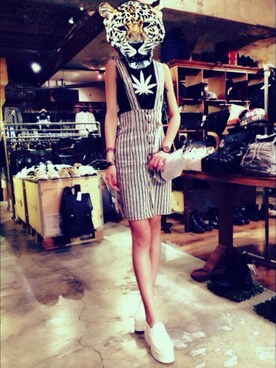 「Anygirl（エニーガール）のアイテム（Tシャツ/カットソー、ホワイト系）」を使った、Qiuyunさん（レディース・170cm）の夏コーディネート