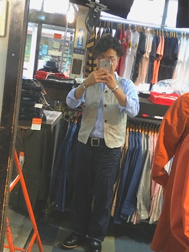 「Pherrow's（フェローズ）のアイテム（その他）」を使った、ちなぱぱさん（メンズ・165cm）の春コーディネート