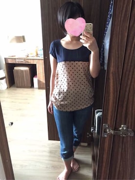 「FREDY&GLOSTER（フレディアンドグロスター）のアイテム（Tシャツ/カットソー）」を使った、次女さんさん（レディース・157cm）の夏コーディネート