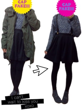 「AS KNOW AS PINKY（アズノゥアズピンキー）のアイテム（モッズコート）」を使った、M ! K U さん（レディース・150cm）の冬コーディネート