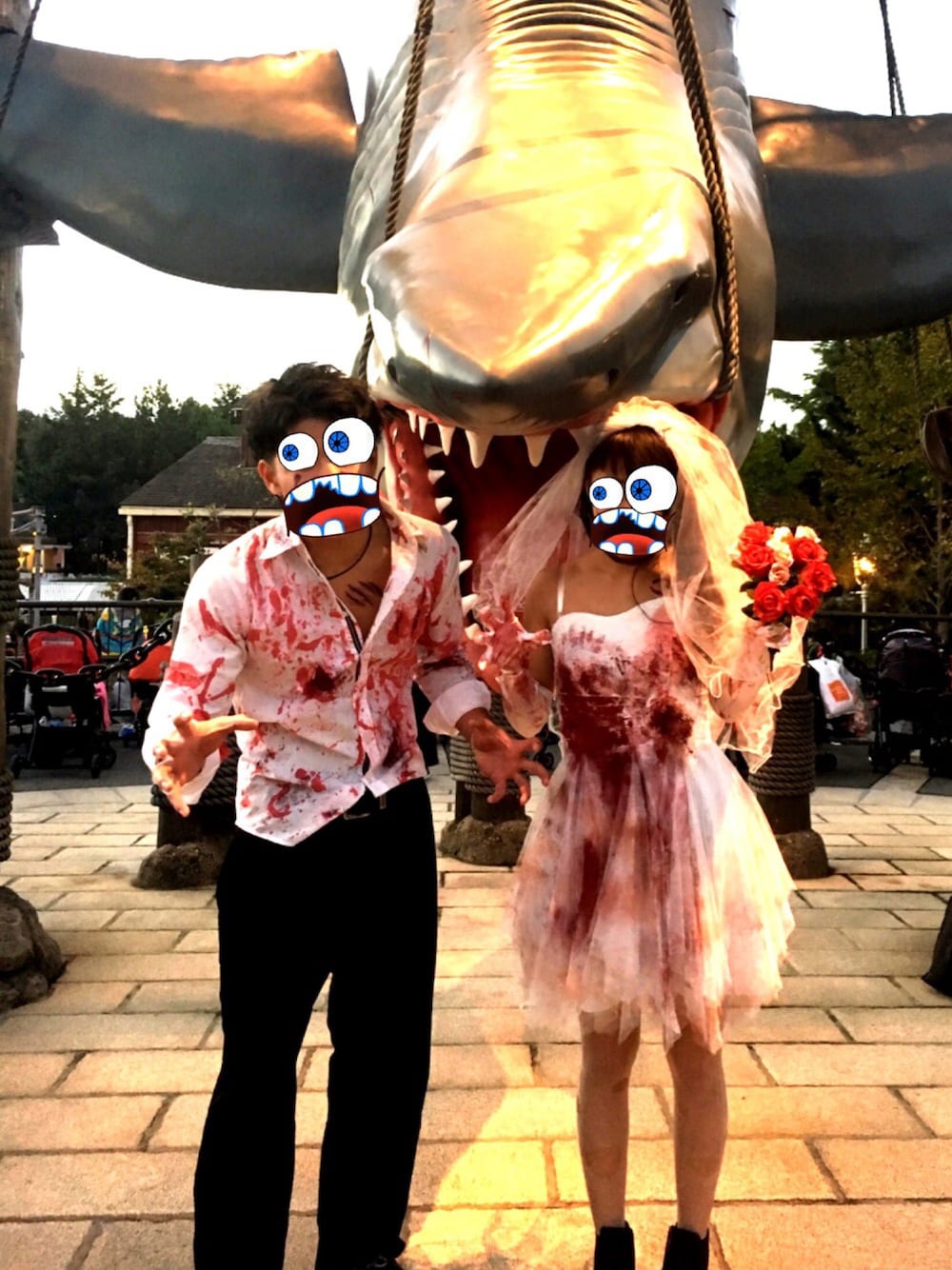「USJ、ホラーナイト、ユニバ、新郎新婦ゾンビ、ゾンビ、ブラック」｜「USJ🌏💜のアイテム（トップス、ブラック系）」を使った、natsuchim♡さん（レディース・157cm）の秋コーディネートの1枚目の写真