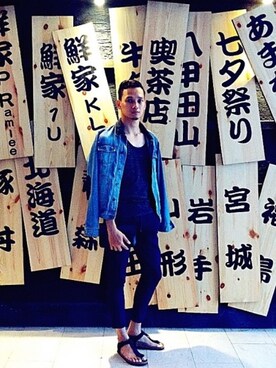 「summer style」｜「アイテム（デニムジャケット）」を使った、ALLIENさん（メンズ・182cm）の春コーディネート