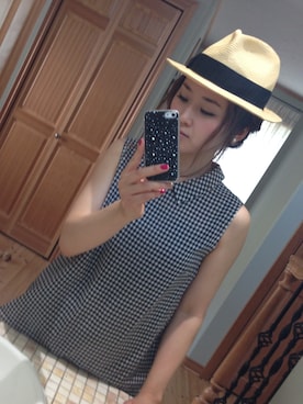 「Ray BEAMS（レイビームス）のアイテム（シャツ/ブラウス、ブラック系）」を使った、tomomiさん（レディース・163cm）の夏コーディネート
