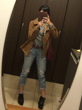 「WEGO（ウィゴー）のWEGO/ワイドリブタートルネックニット（ニット/セーター）」を使った、makoさん（レディース・163cm）の秋コーディネート