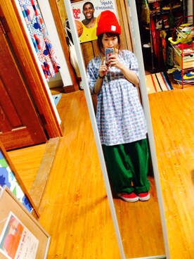 「アイテム（サロペット/オーバーオール、グリーン系）」を使った、ぴいさん（レディース・149cm）の春コーディネート