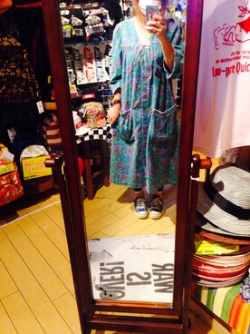 「ワンピース（ワンピース、グリーン系）」を使った、ぴいさん（レディース・149cm）の春コーディネート
