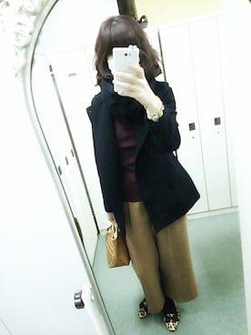 「Pコート」｜「アイテム（腕時計）」を使った、mahaloさん（レディース・174cm）の冬コーディネート