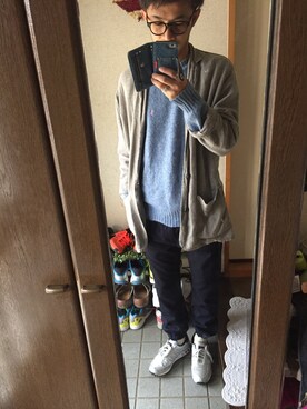 「POLO RALPH LAUREN（ポロ ラルフ ローレン）のアイテム（ニット/セーター、ブルー系）」を使った、なおたまるさん（メンズ・175cm）の秋コーディネート