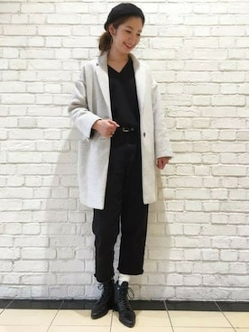 「JEANASIS（ジーナシス）のアイテム（チェスターコート）」を使った、JEANASISららぽーとTOKYO-BAY STAFFさん（レディース・170cm）の秋コーディネート