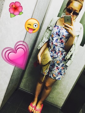 「H&M（エイチ・アンド・エム）のアイテム（つなぎ/オールインワン）」を使った、ayami♡さん（レディース・158cm）の夏コーディネート
