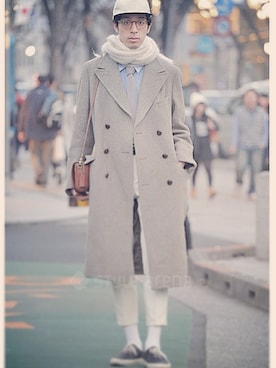 「アイテム（ハンドバッグ）」を使った、Grow 細田 真吾さん（メンズ・176cm）の冬コーディネート