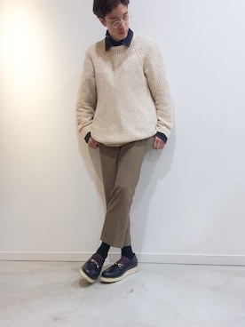 「アイテム（モカシン/デッキシューズ）」を使った、Grow 細田 真吾さん（メンズ・176cm・20代）の秋コーディネート