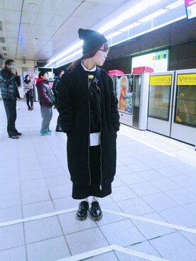 「NIKE(ナイキ)のアイテム(ショルダーバッグ)」を使った、楊昀潼Elsie Yangさん(レディース・159cm)の冬コーディネート