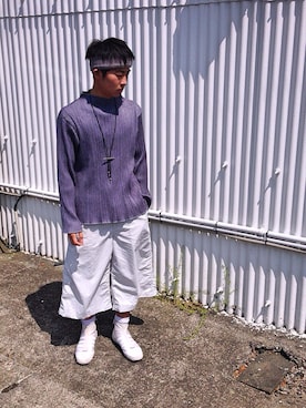 「JOHN LAWRENCE SULLIVAN accessory（ジョンローレンスサリバンアクセサリー）のアイテム（アクセサリー）」を使った、早瀬裕大さん（メンズ・169cm）の春コーディネート