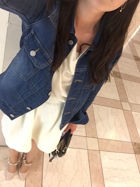 「ドッキングワンピ」｜「アイテム（デニムジャケット）」を使った、yukaさん（レディース・168cm）の春コーディネート