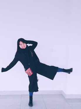 「ZARA（ザラ）のアイテム（ダッフルコート、ブラック系）」を使った、Angelaaaさん（レディース）の冬コーディネート