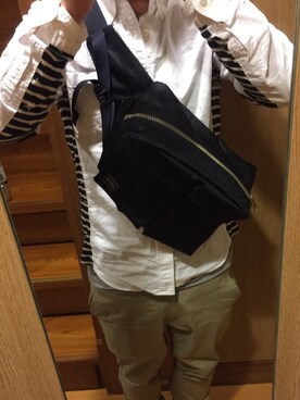 「アイテム（ボディバッグ/ウエストポーチ、ブルー系）」を使った、west187さん（メンズ・165cm）の春コーディネート