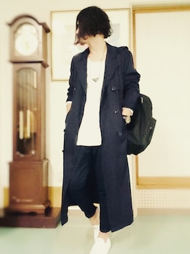「EMODA（エモダ）のアイテム（トレンチコート）」を使った、*a.k.i*さん（メンズ・174cm）の春コーディネート