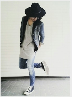 「MOUSSY（マウジー）のアイテム（帽子）」を使った、*a.k.i*さん（メンズ・174cm）の秋コーディネート