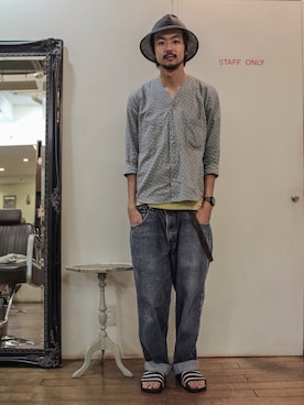 「パックT」｜「アイテム（帽子）」を使った、KEN MATSUMOTO さん（メンズ・178cm）の夏コーディネート