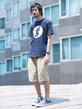 「GOODENOUGH（グッドイナフ）のアイテム」を使った、KEN MATSUMOTO さん（メンズ・178cm）の夏コーディネート